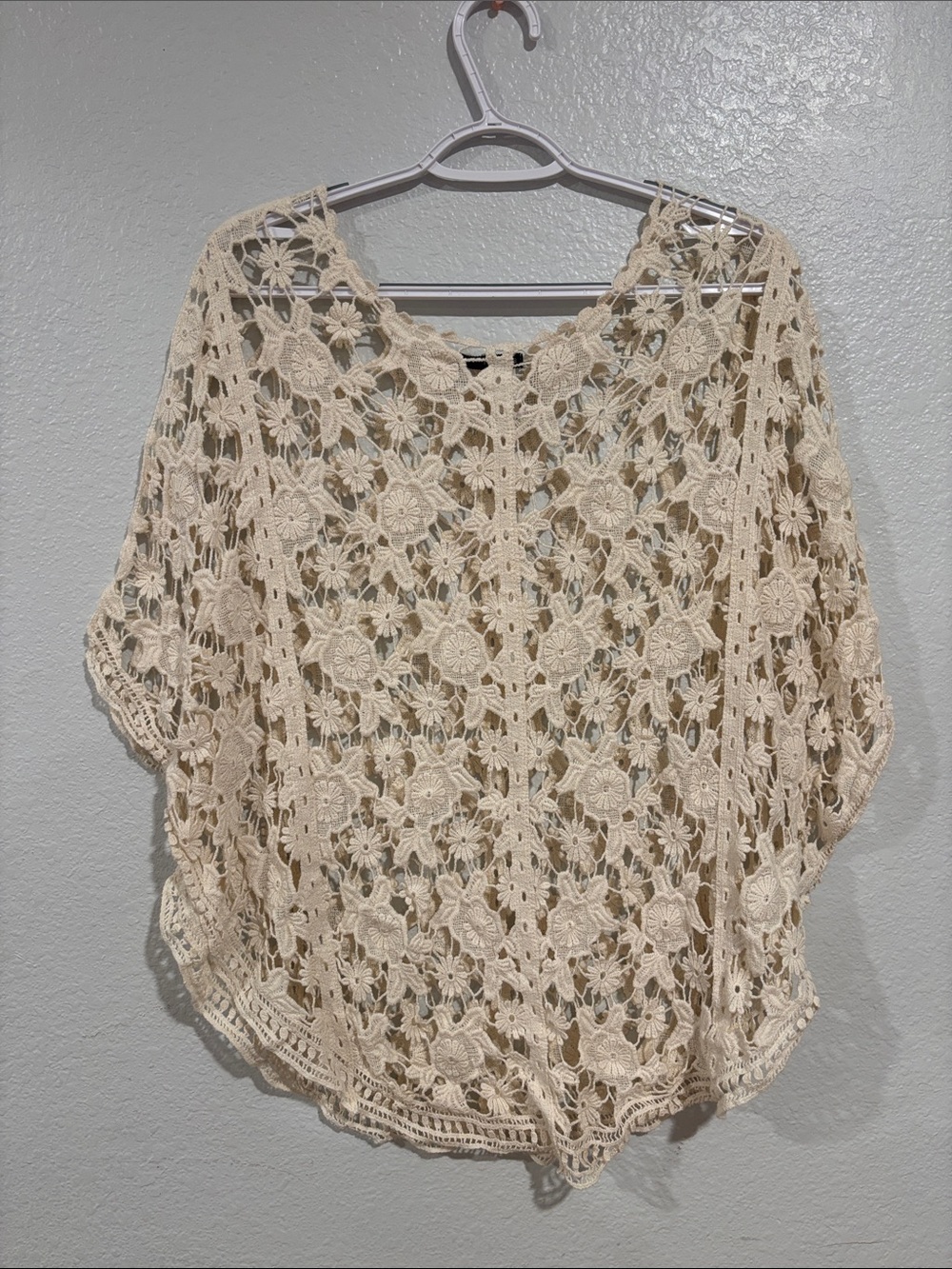Maurices Cream Crochet Floral Tunic
